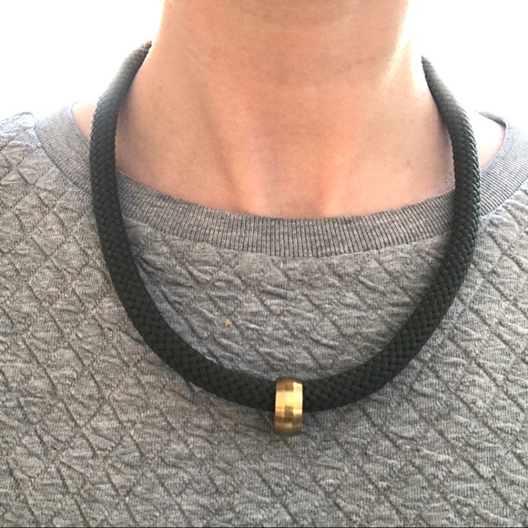 Olive green rope necklace multiple ways to wear it - Picture 10 of 11